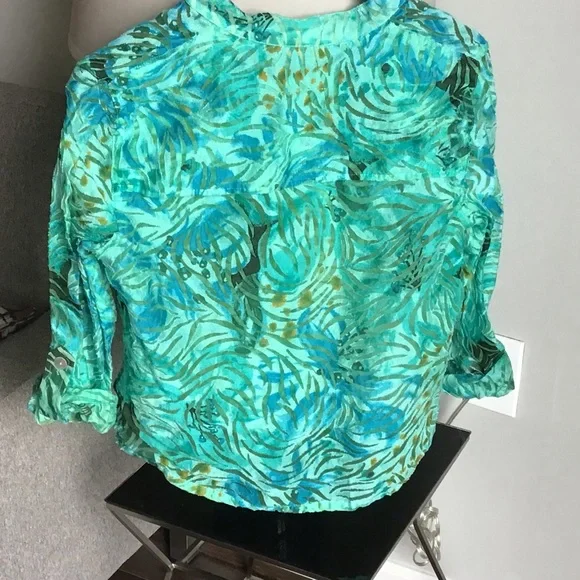 Women’s RUBY RD 10 Petite Green Long Sleeve Shirt - Picture 2 of 7